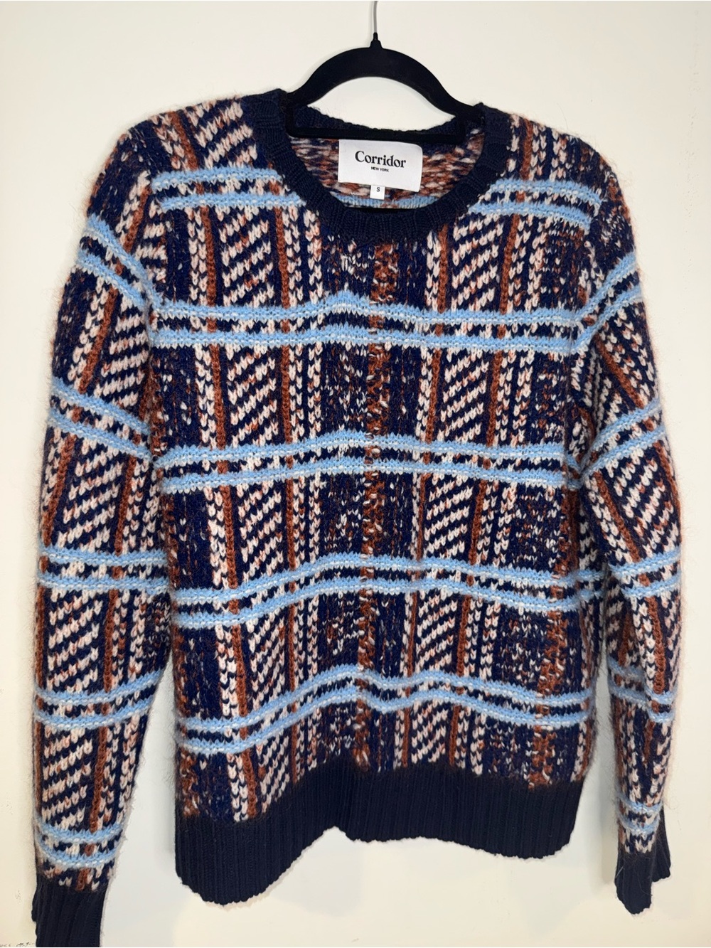 Corridor New York Men’s S Geometric Jacquard Knit Crewneck Sweater